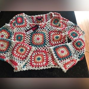 ❤️Rock & Roll denim crochet sweater- size small❤️ (#34)